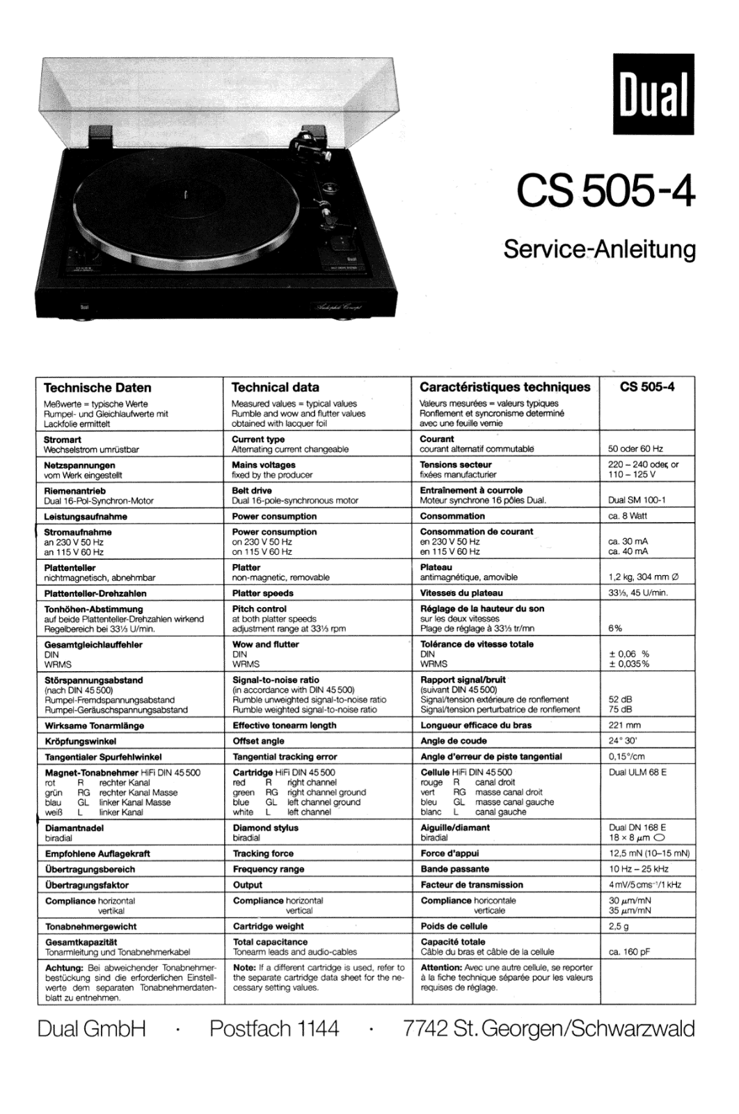 Dual CS-505 Service manual