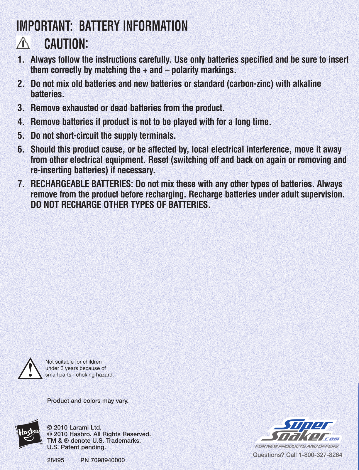 HASBRO Nerf Super Soaker Thunderstorm User Manual