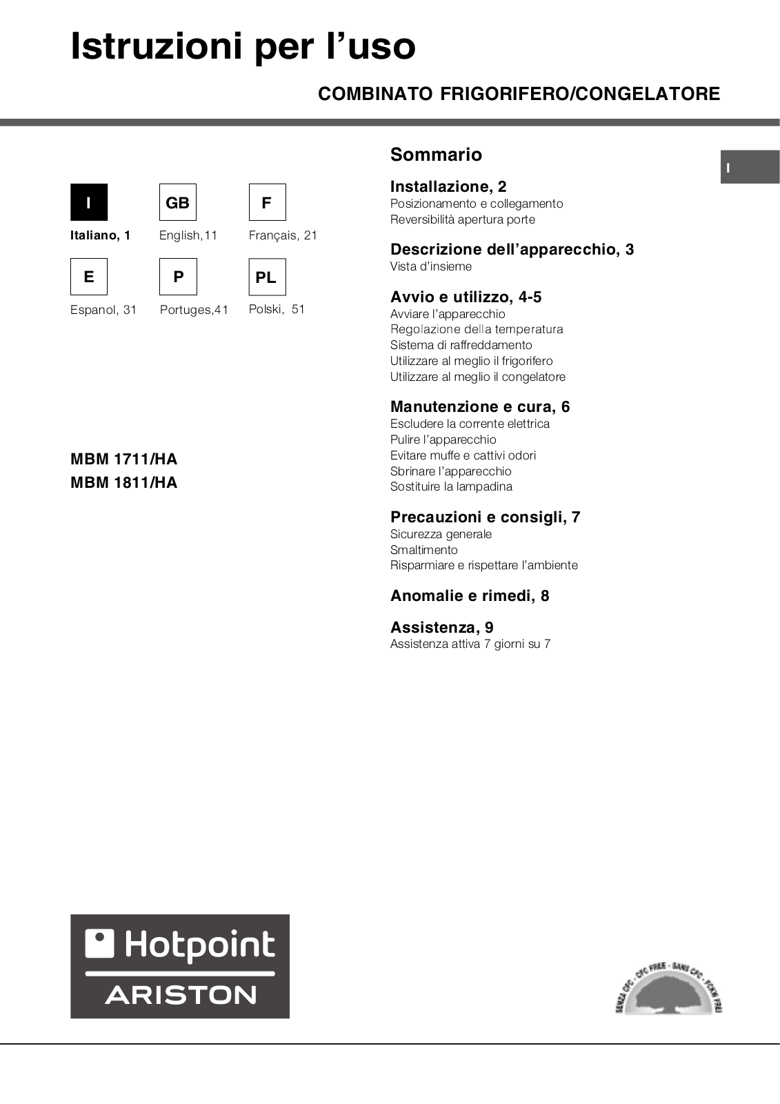 Hotpoint MBM 1711/HA, MBM 1811/HA User Manual