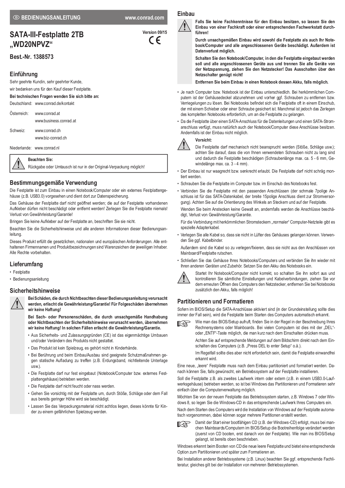 Western Digital WD20NPVZ Operation Manual