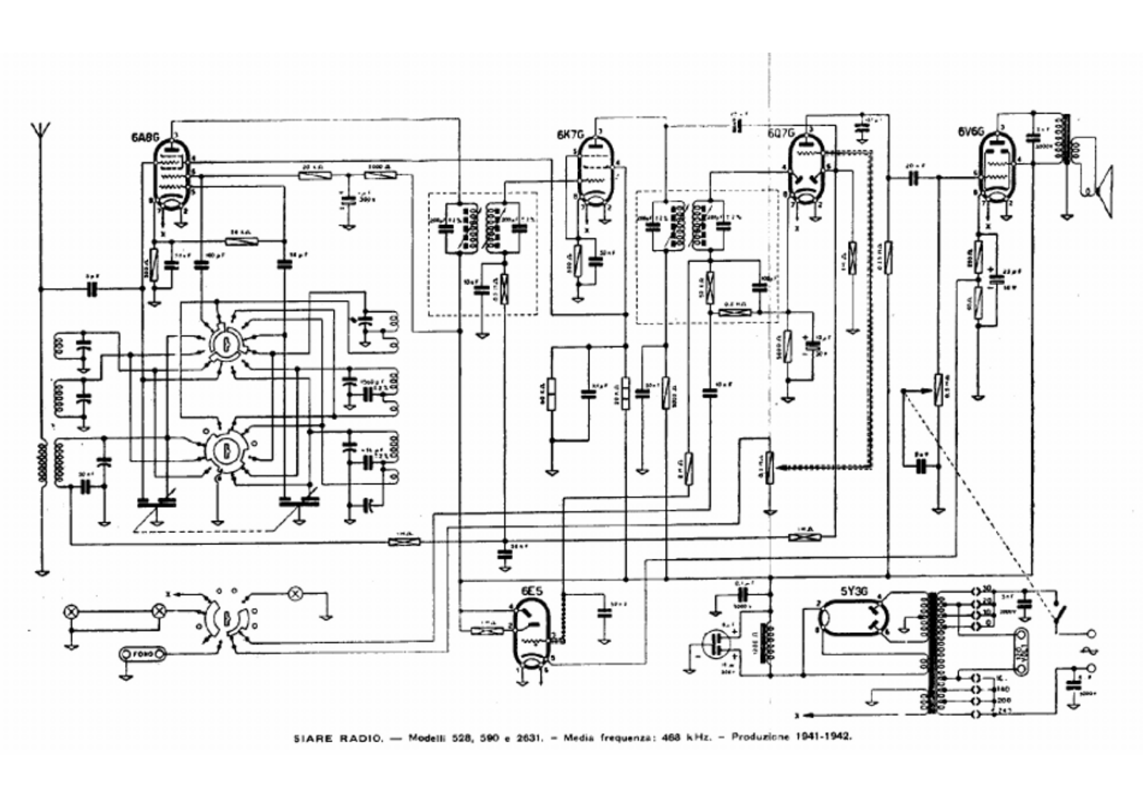 Siare Crosley 528, 590, 2631 schematic