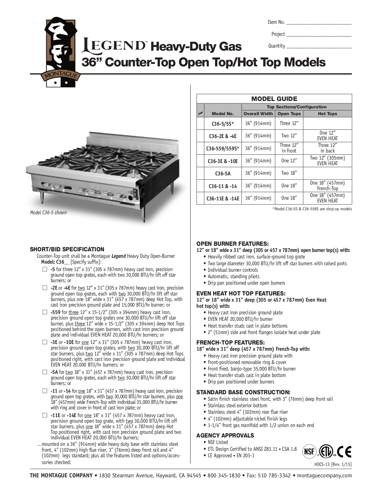 Montague C36-10E User Manual