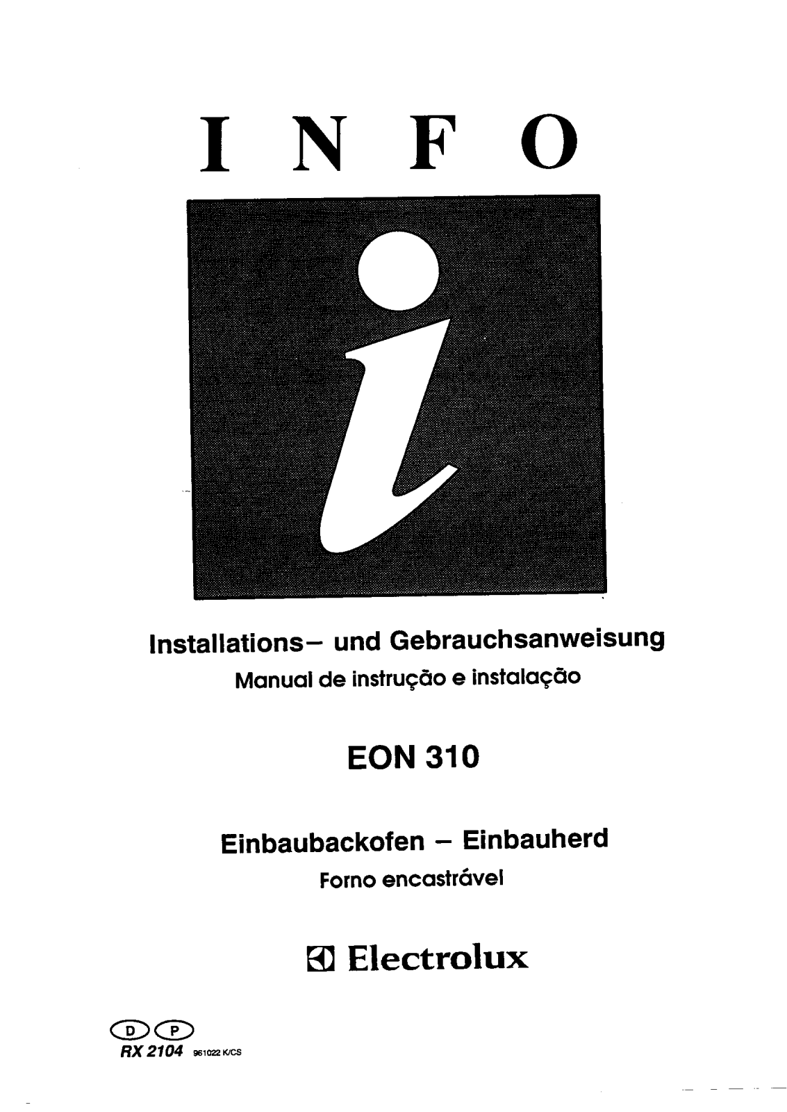 AEG EON310K, EON310X User Manual