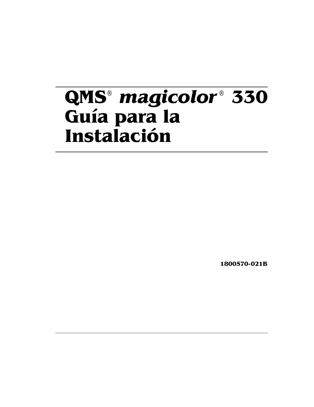 KONICA MINOLTA QMS magic 330 Installation Guide