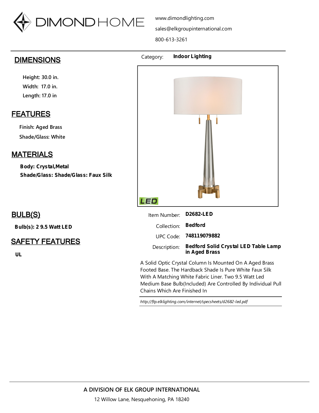 ELK Home D2682LED User Manual