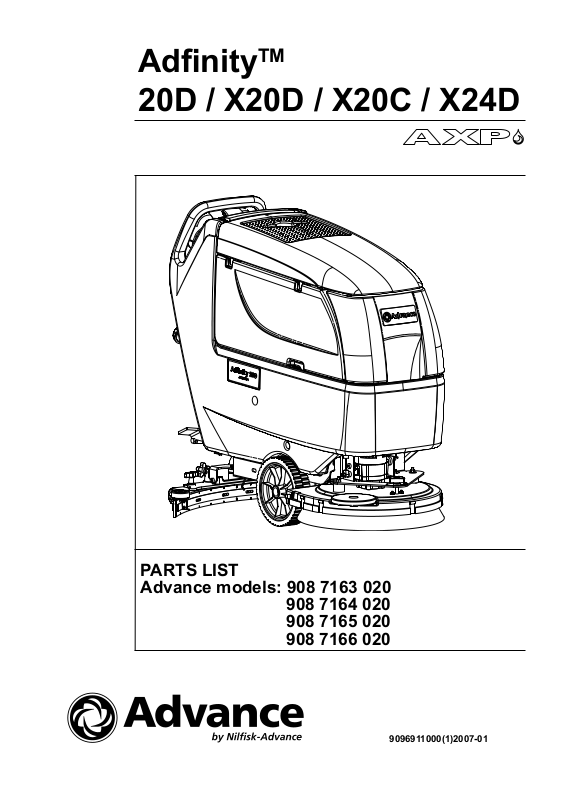 NILFISK Adfinity 20D Parts List