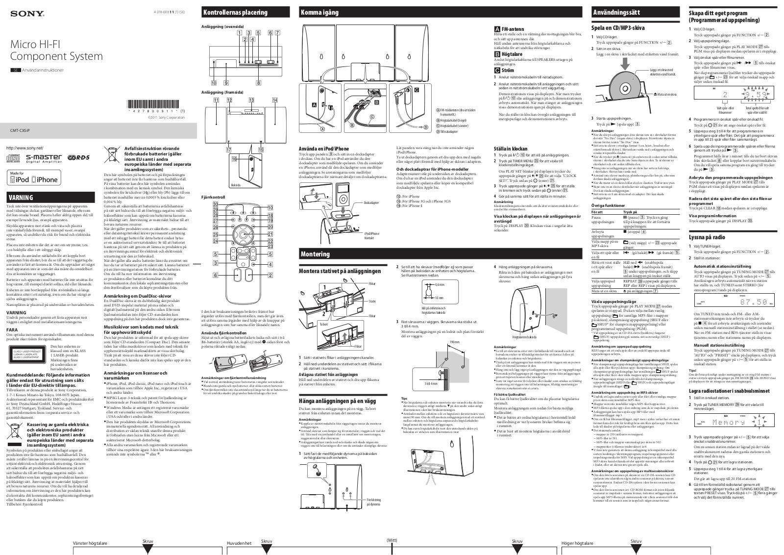 Sony CMT-CX5IP User Manual