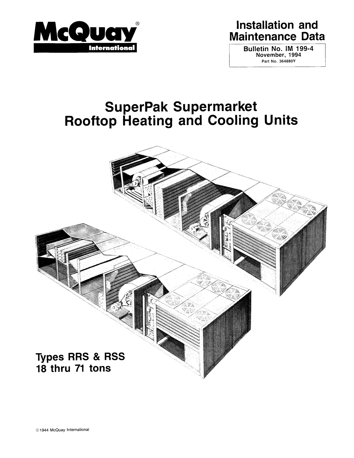 McQuay RRS Installation  Manual