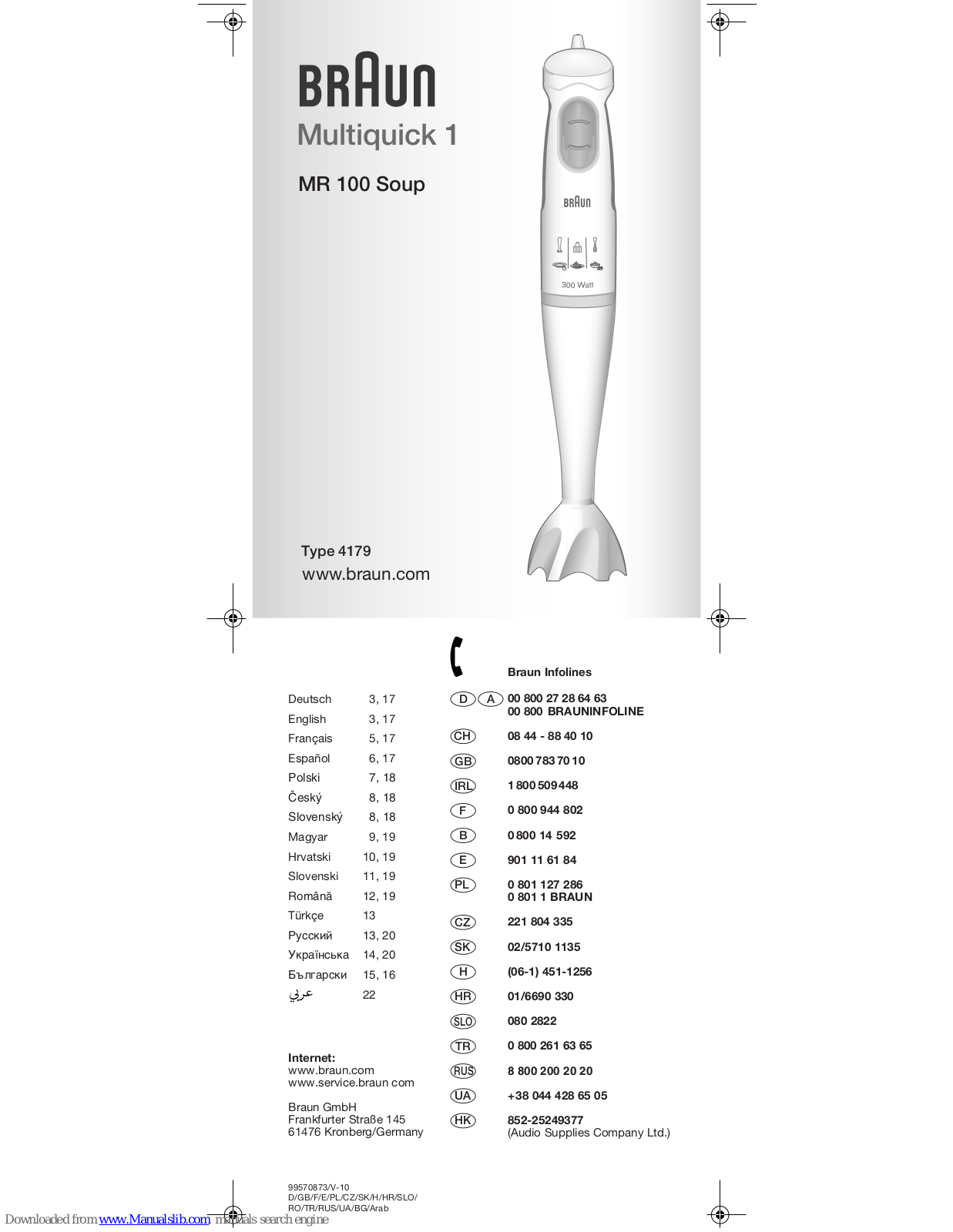 Braun MR 100 Soup User Manual