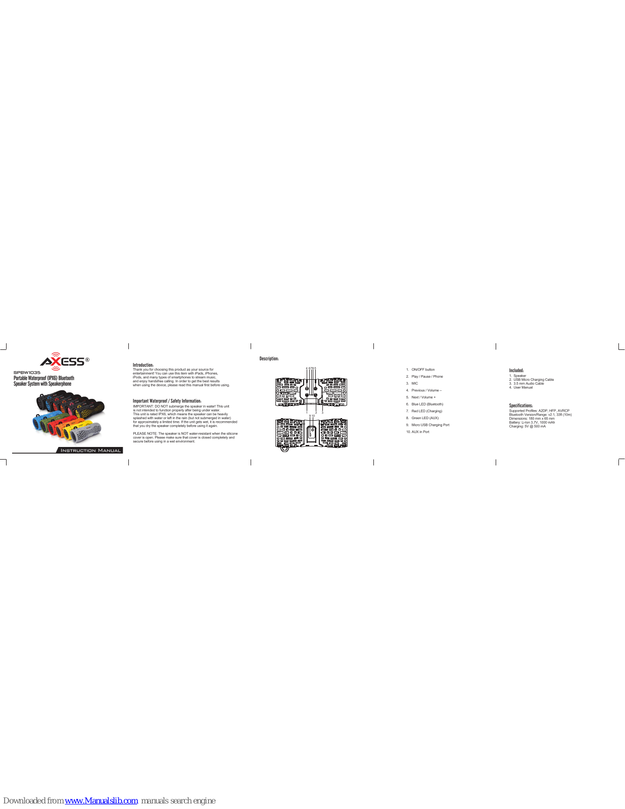 Axess SPBW1035 Instruction Manual