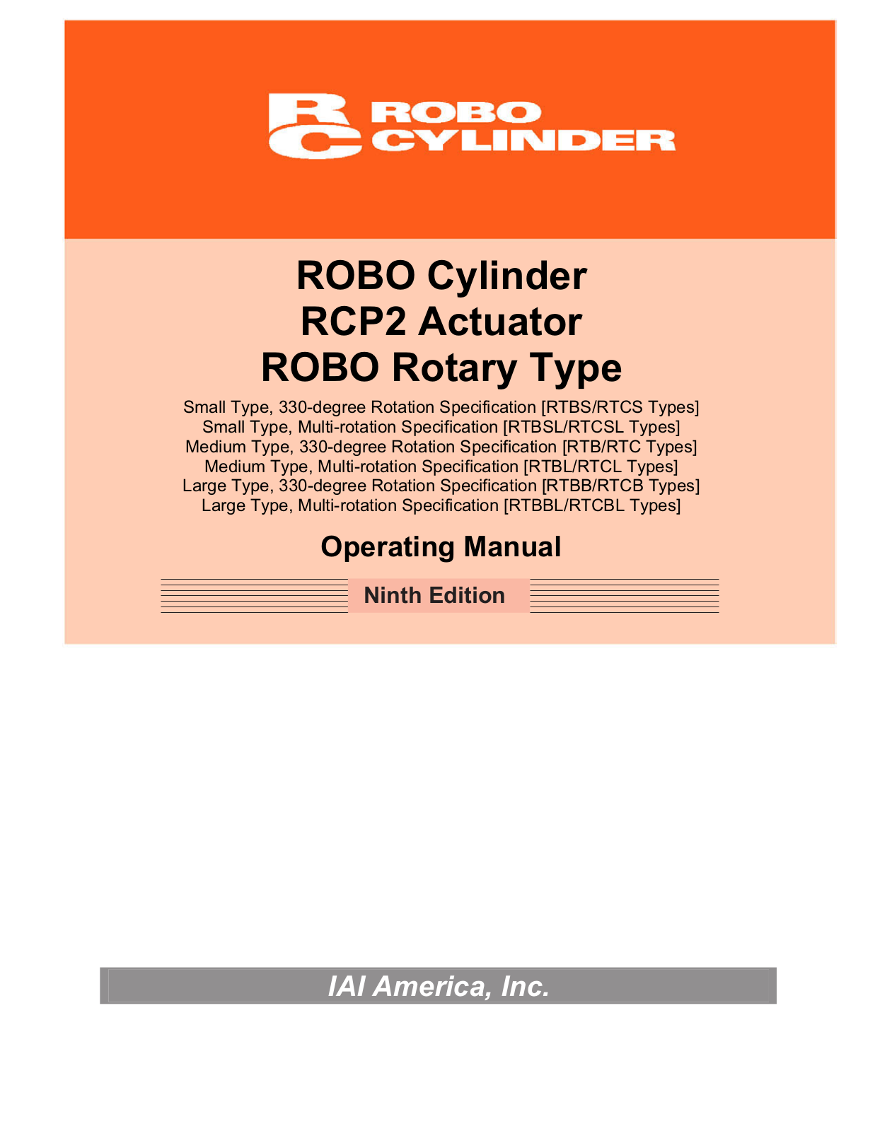 IAI America RCP2-RTCBL User Manual