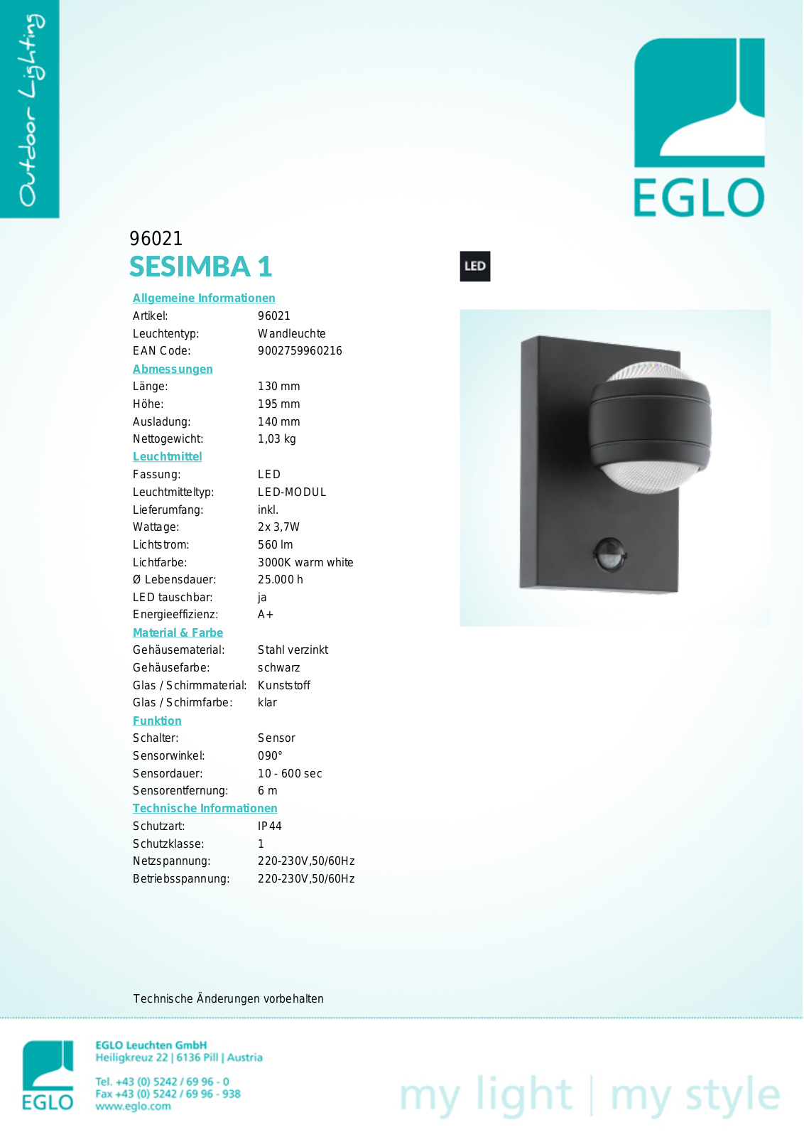 Eglo 96021 Service Manual