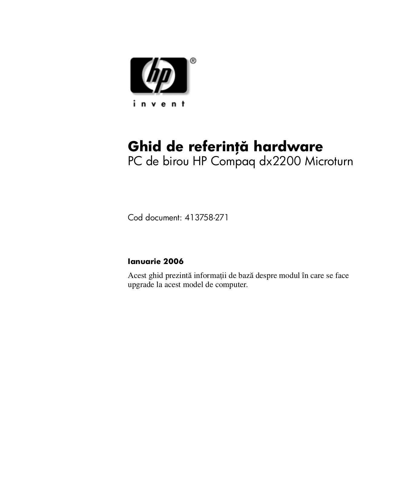 Hp COMPAQ DX2200 MICROTOWER User Manual