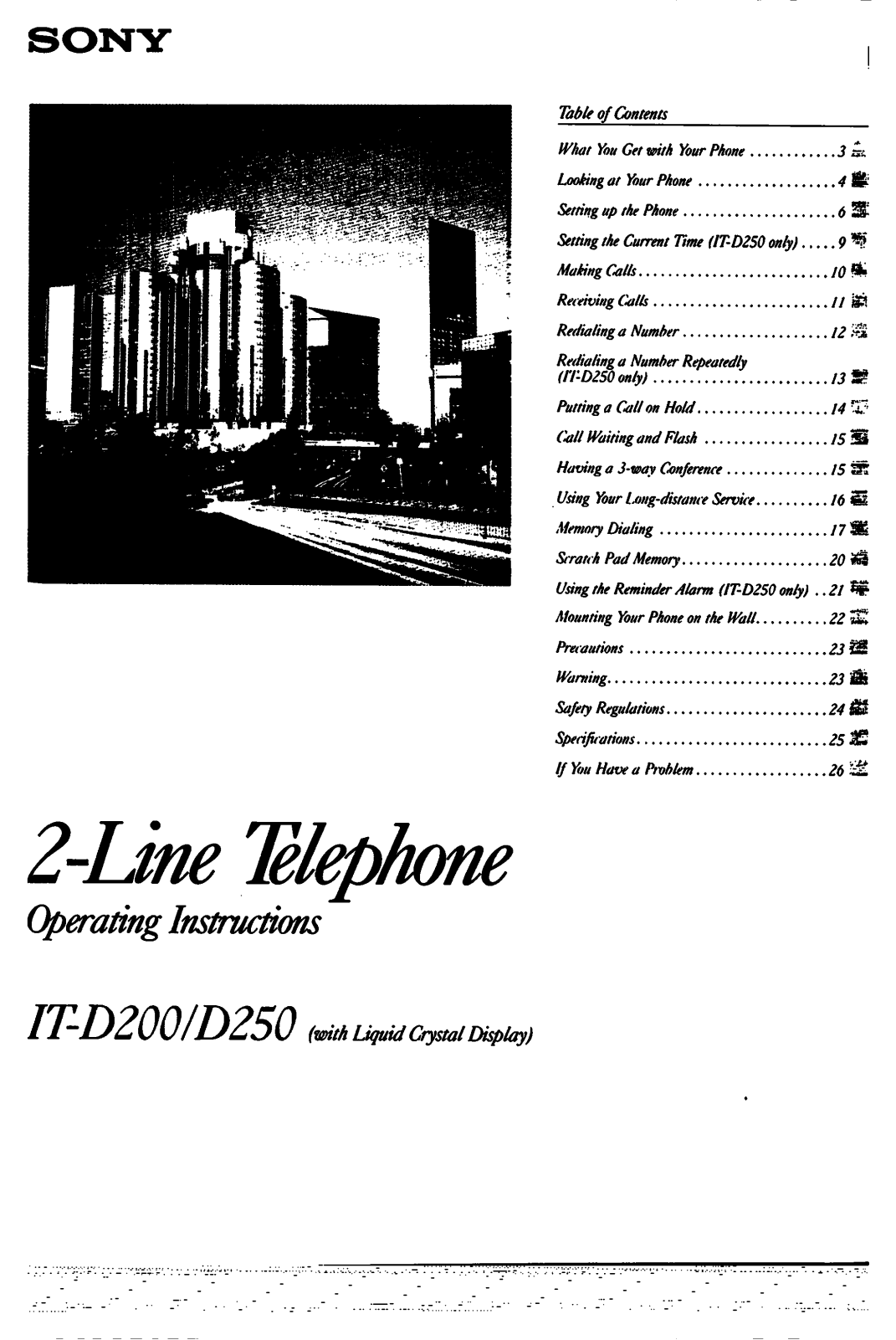 Sony IT-D200, IT-D250 Operating Instructions