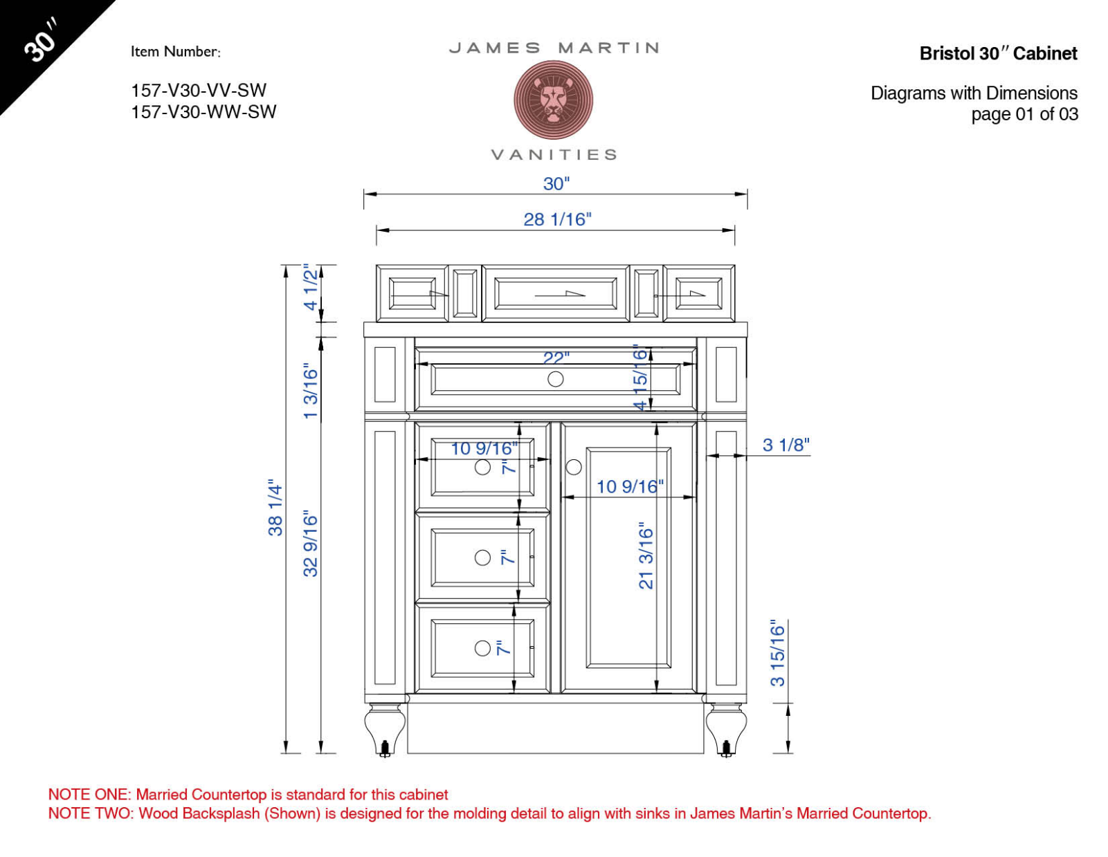 James Martin 157V30SFINTO, 157V30VVSW Diagram