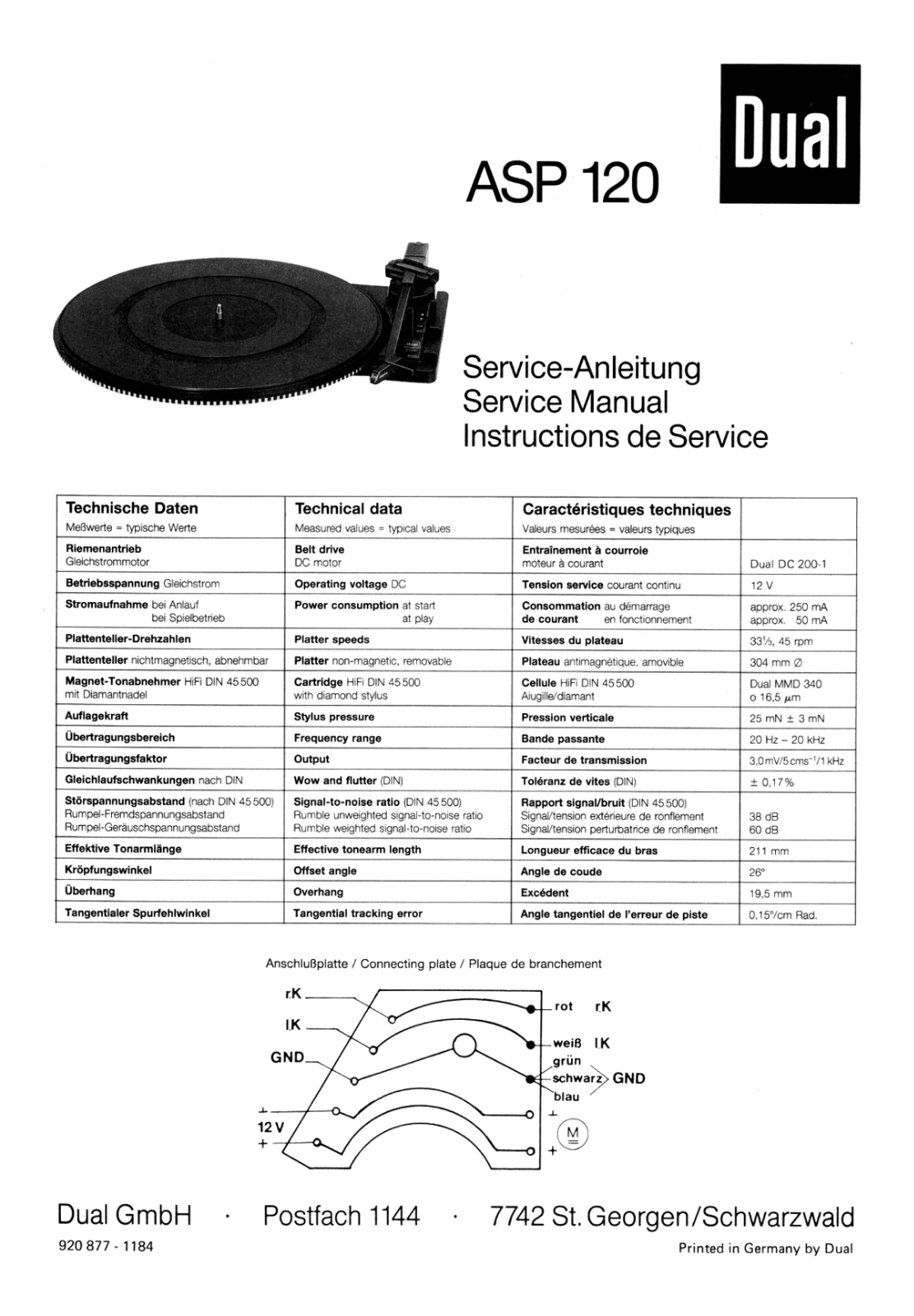 Dual ASP-120 Service manual