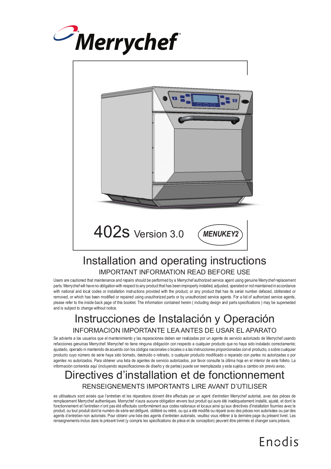 Merrychef EC402S 3.0 Installation Manual