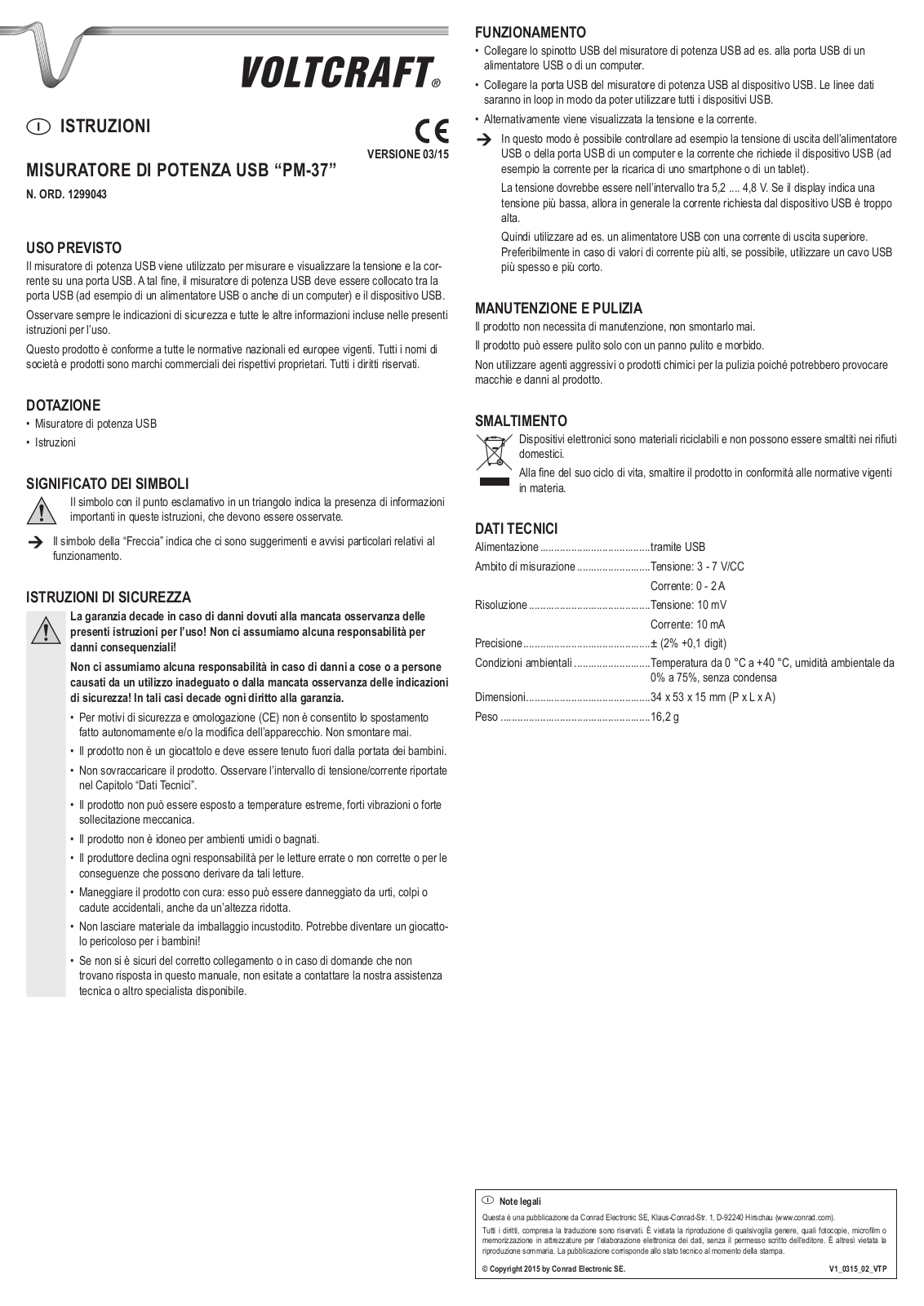 VOLTCRAFT PM-37 User guide