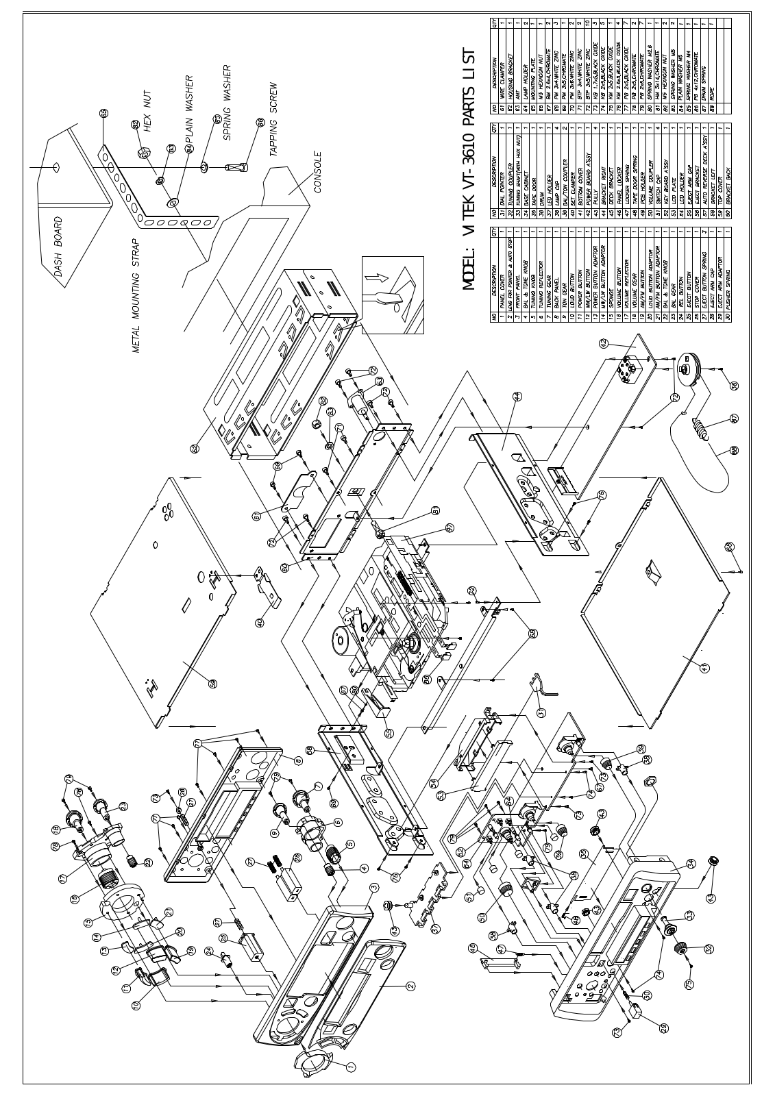 Vitek VT-3610 Parts List