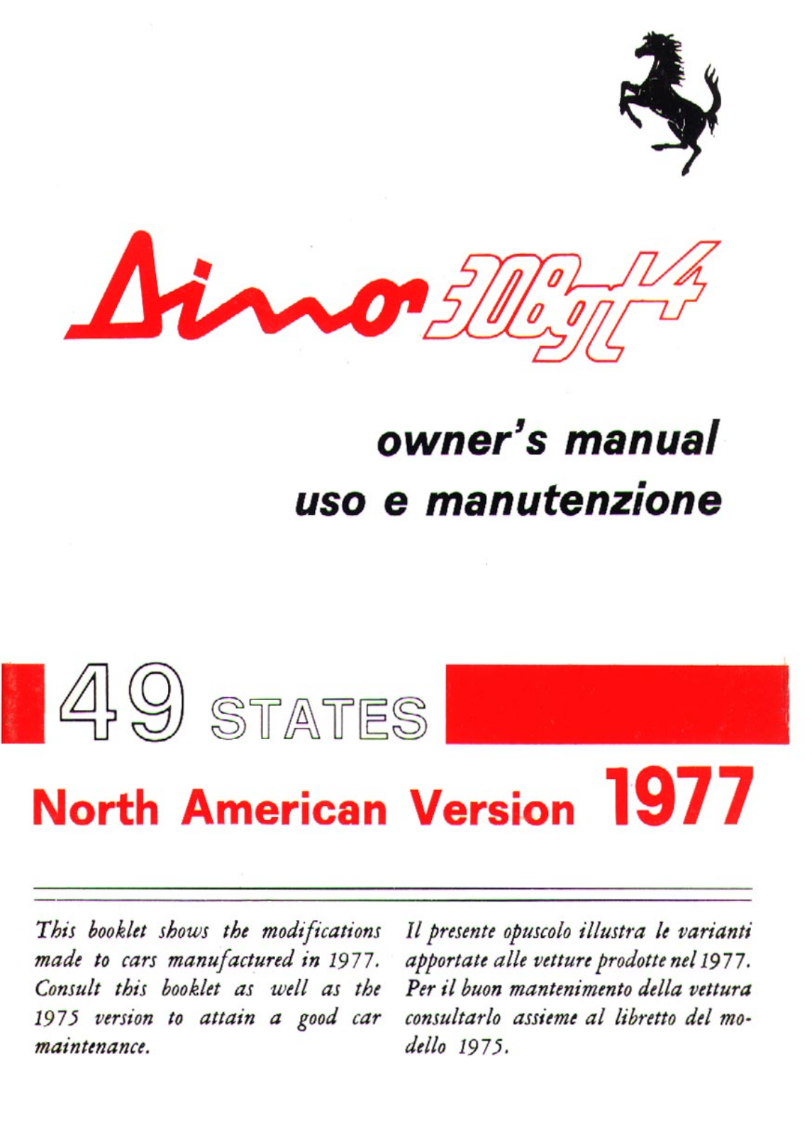 Ferrari Dino 1977, Dino GT4 1977 User Manual