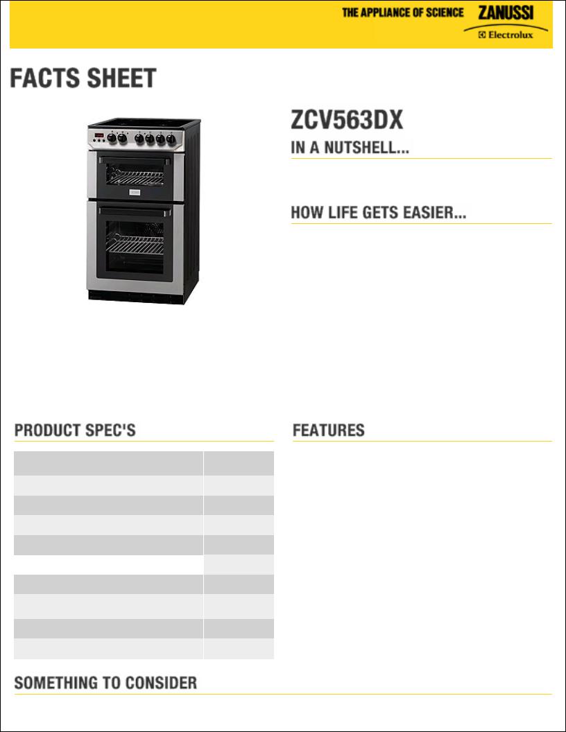 Zanussi ZCV563DX Datasheet