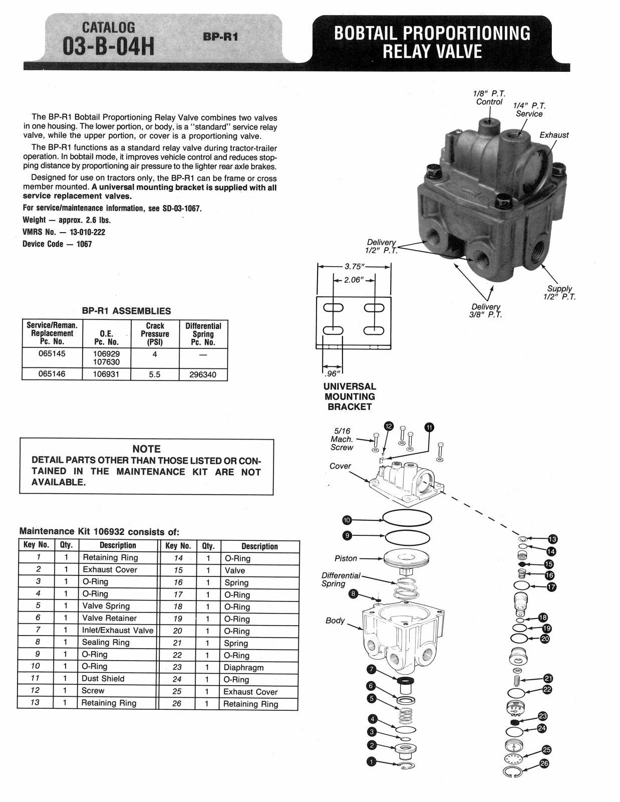 BENDIX 03-B-04H User Manual