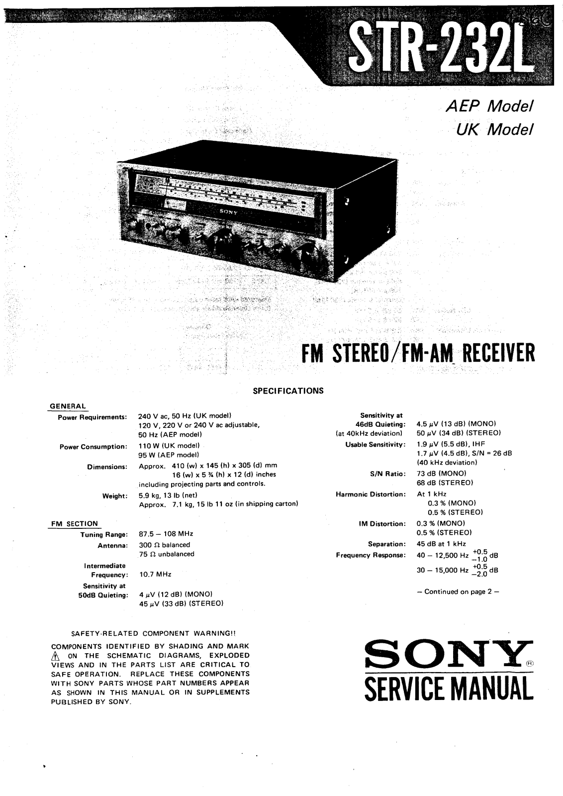 Sony STR-232L Service Manual