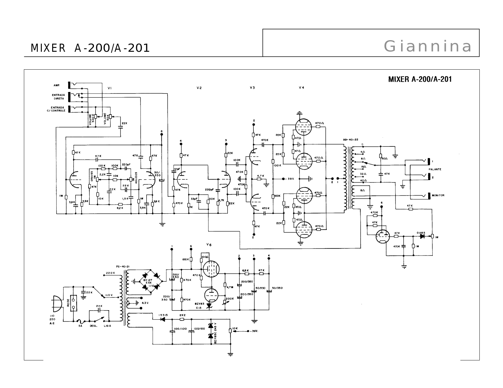 Giannini A-200, A-201 Schematic