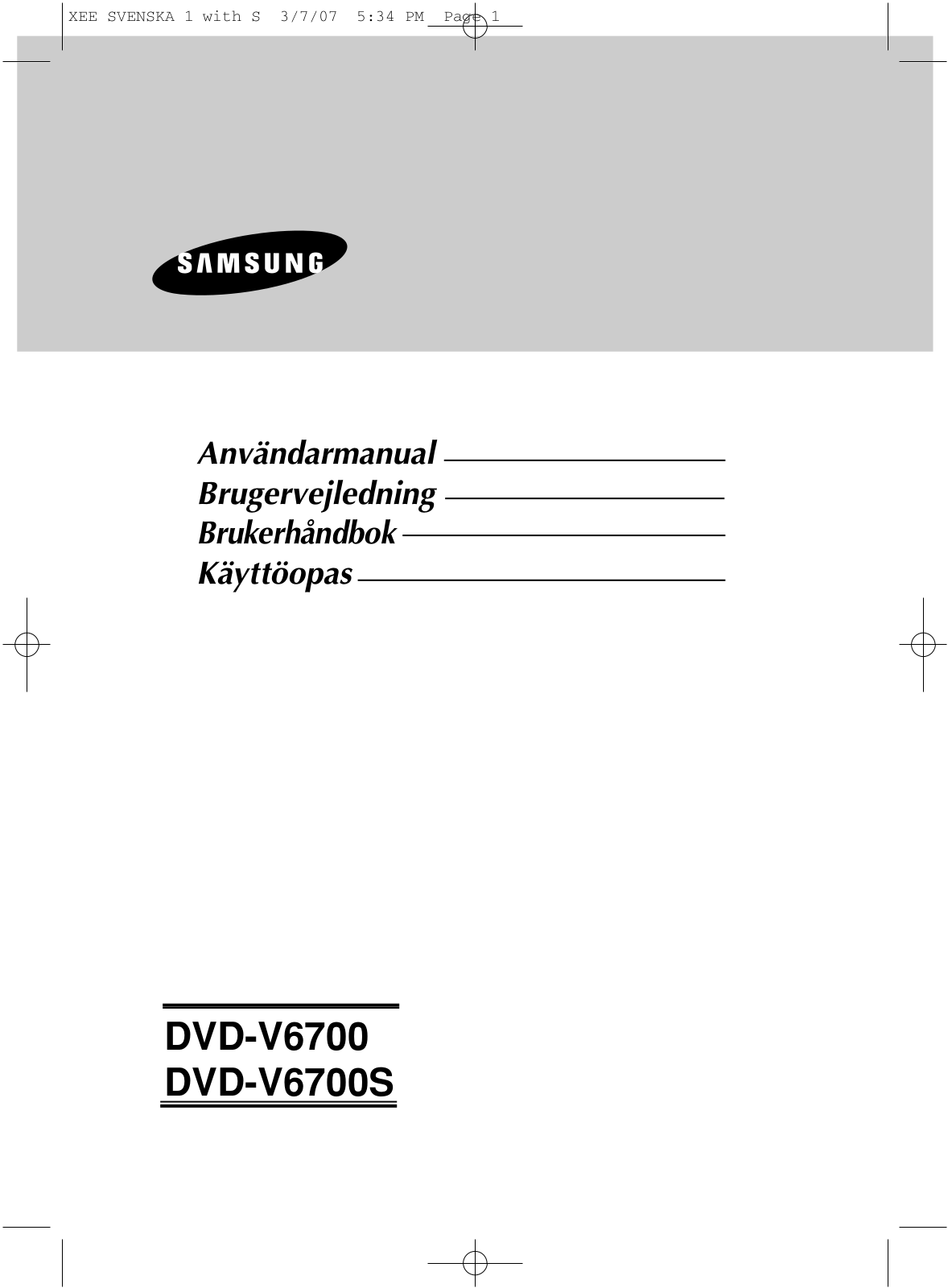 Samsung DVD-V6700 User Manual