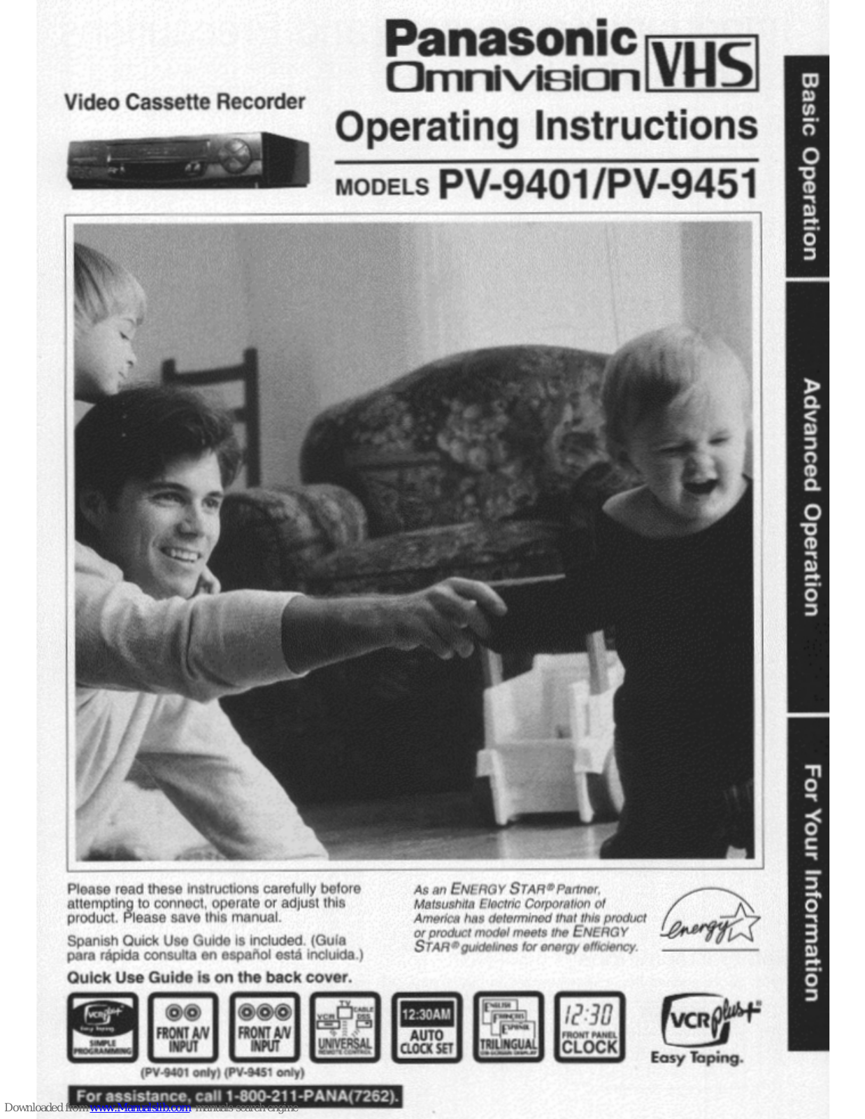 Panasonic Omnivision PV-9451, Omnivision PV-9401 Operating Instructions Manual