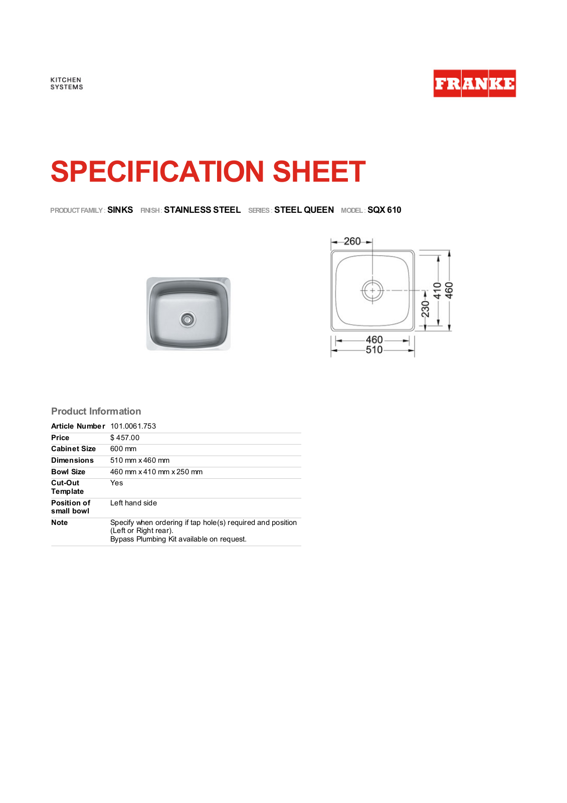 Franke Foodservice SQX 610 User Manual