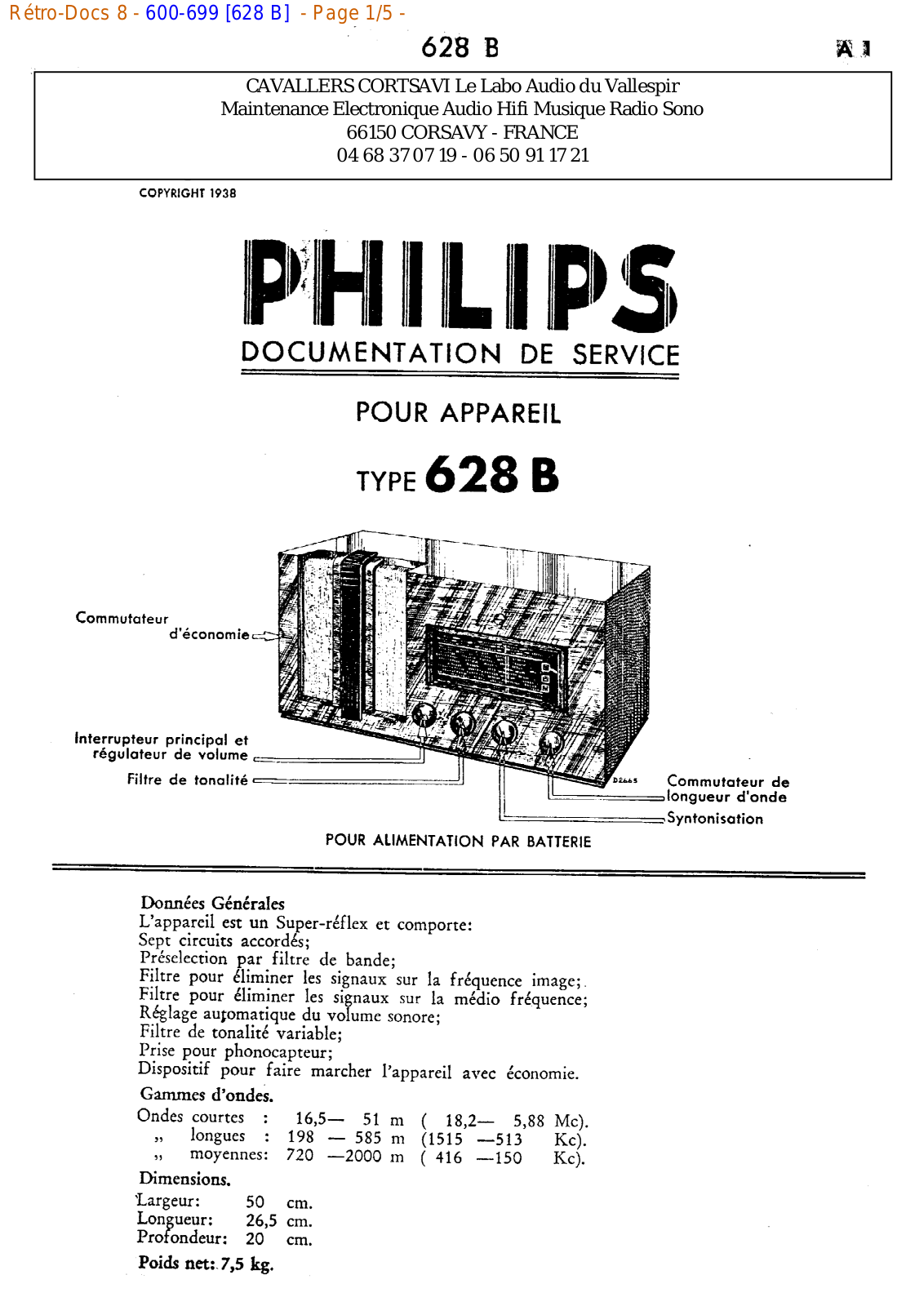 Philips 628 b Datasheet - ManualMachine.com
