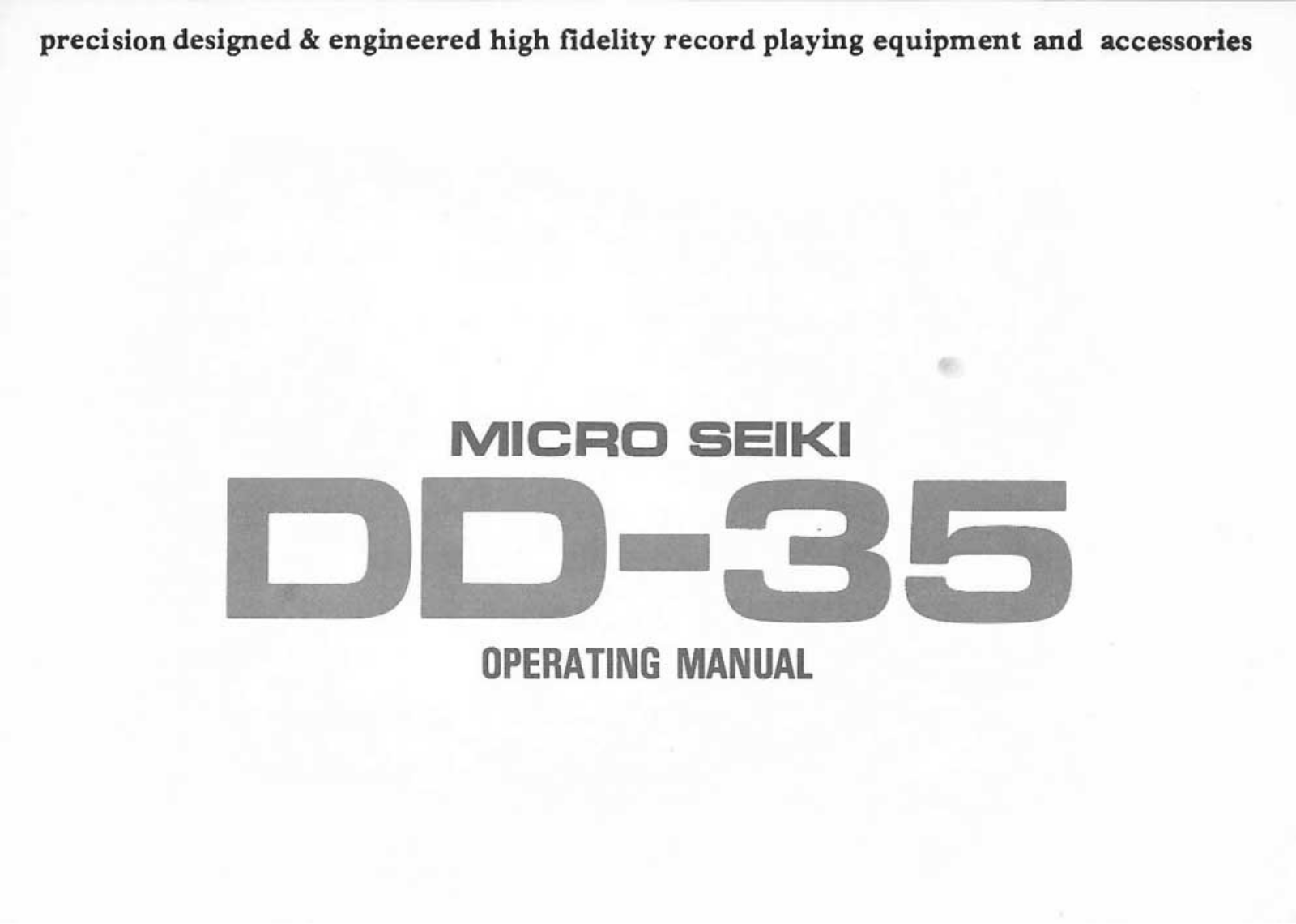 Micro Seiki DD-35 Owners manual