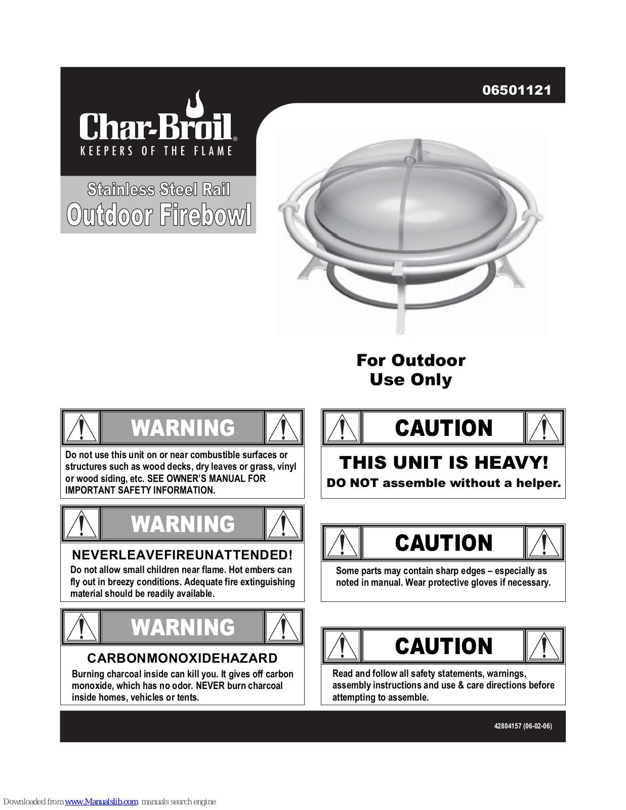 Char-Broil FIREBOWL 6501121, 6501121 User Manual