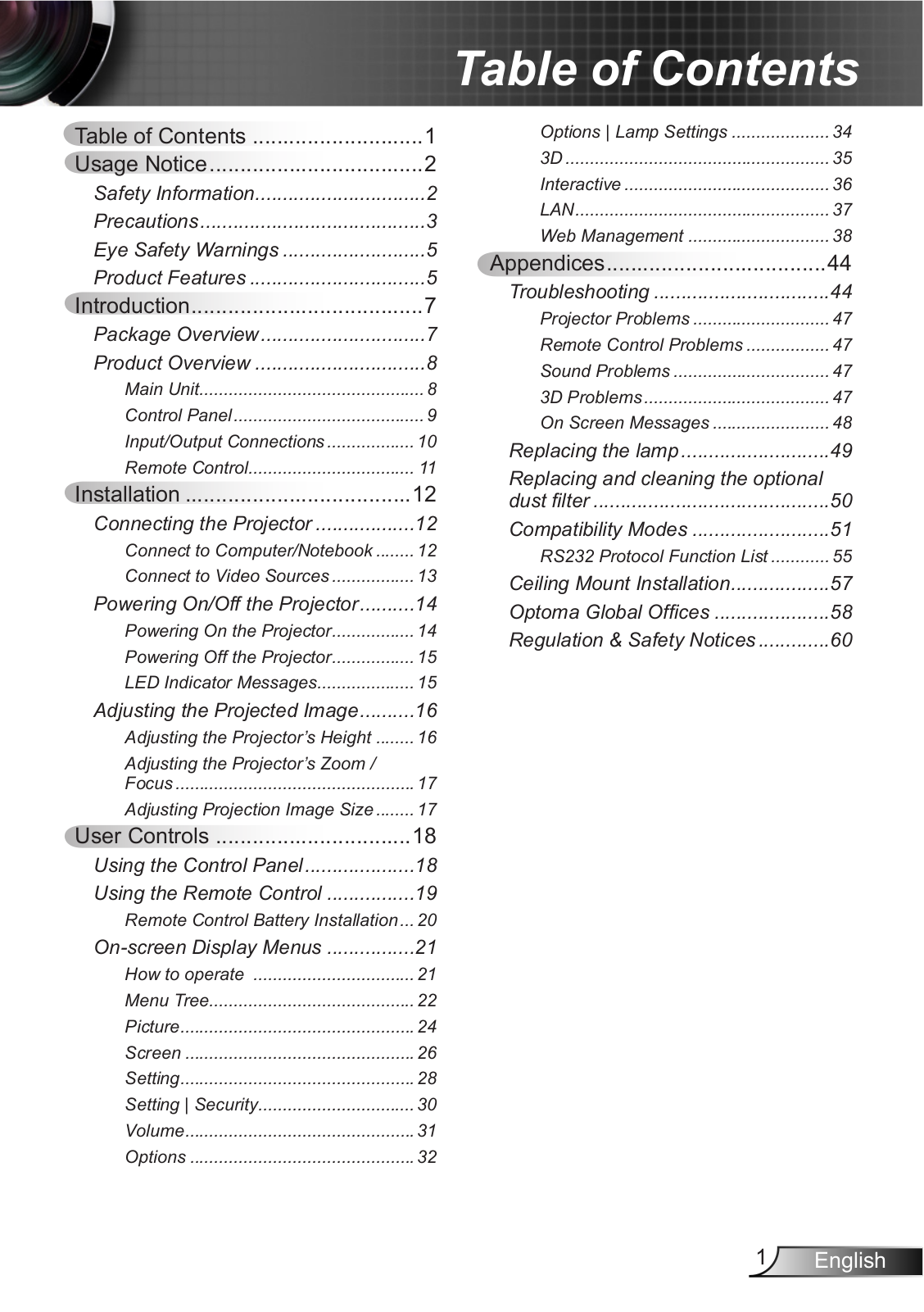 Optoma X307USTi User Manual