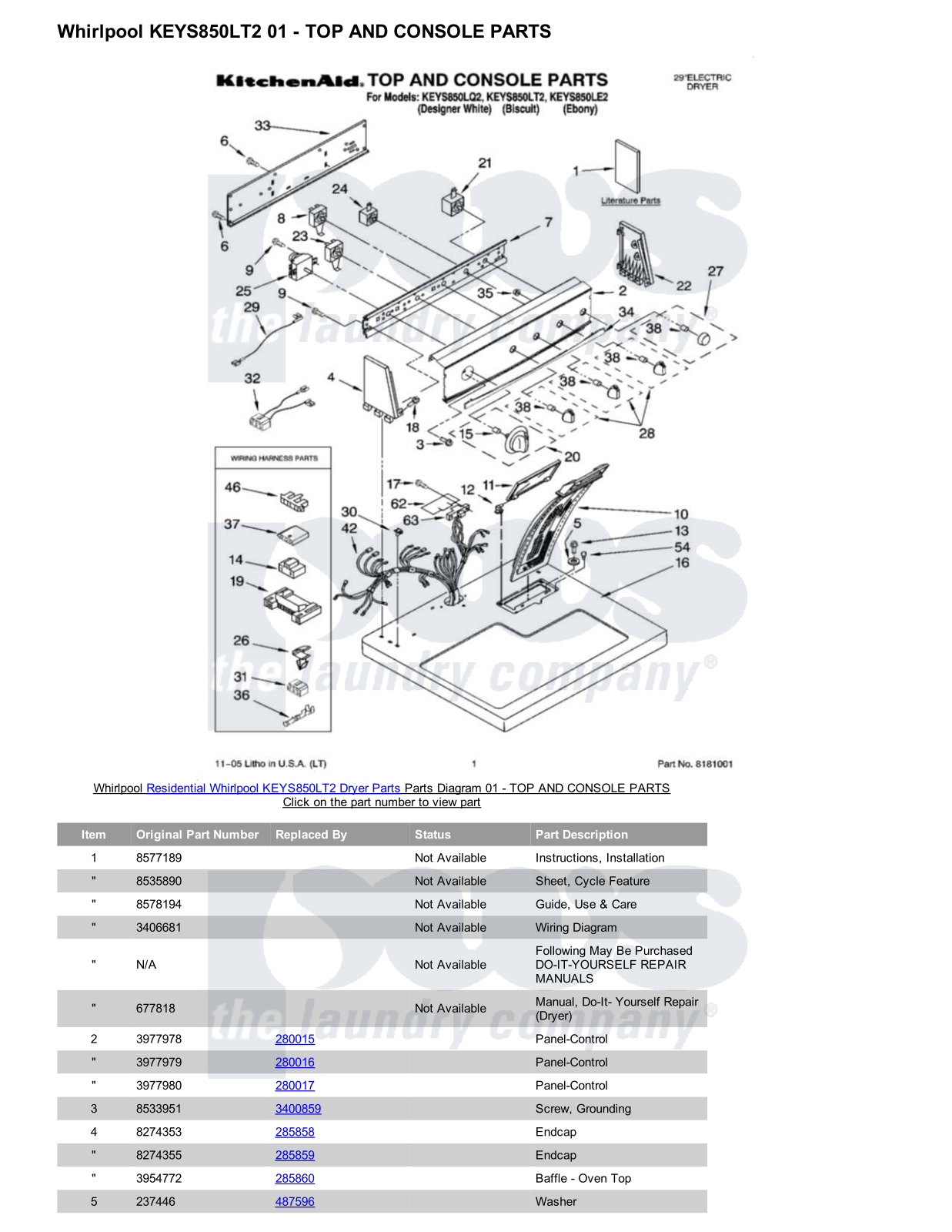 Whirlpool KEYS850LT2 Parts Diagram
