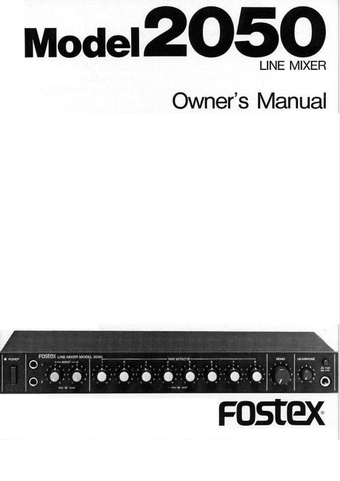 Fostex 2050 Owners Manual