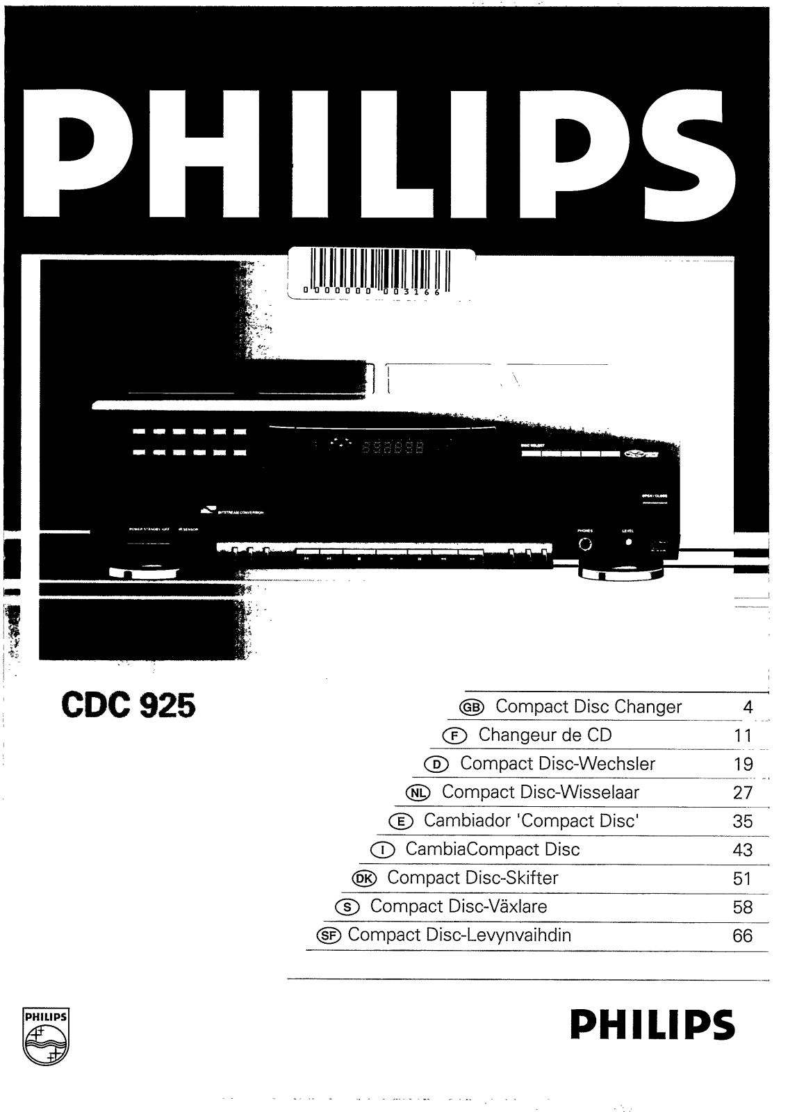Philips CDC925/20S, CDC925/00S, CDC925 User Manual