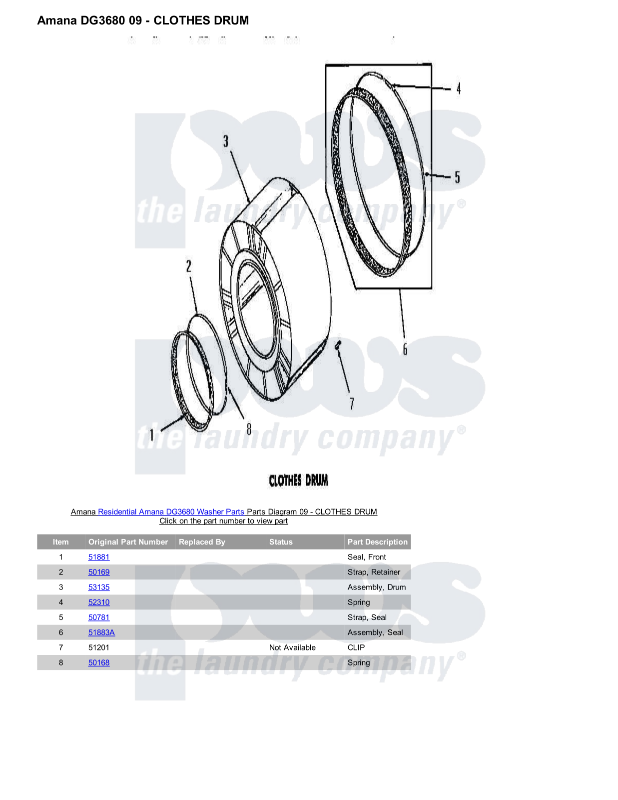 Amana DG3680 Parts Diagram