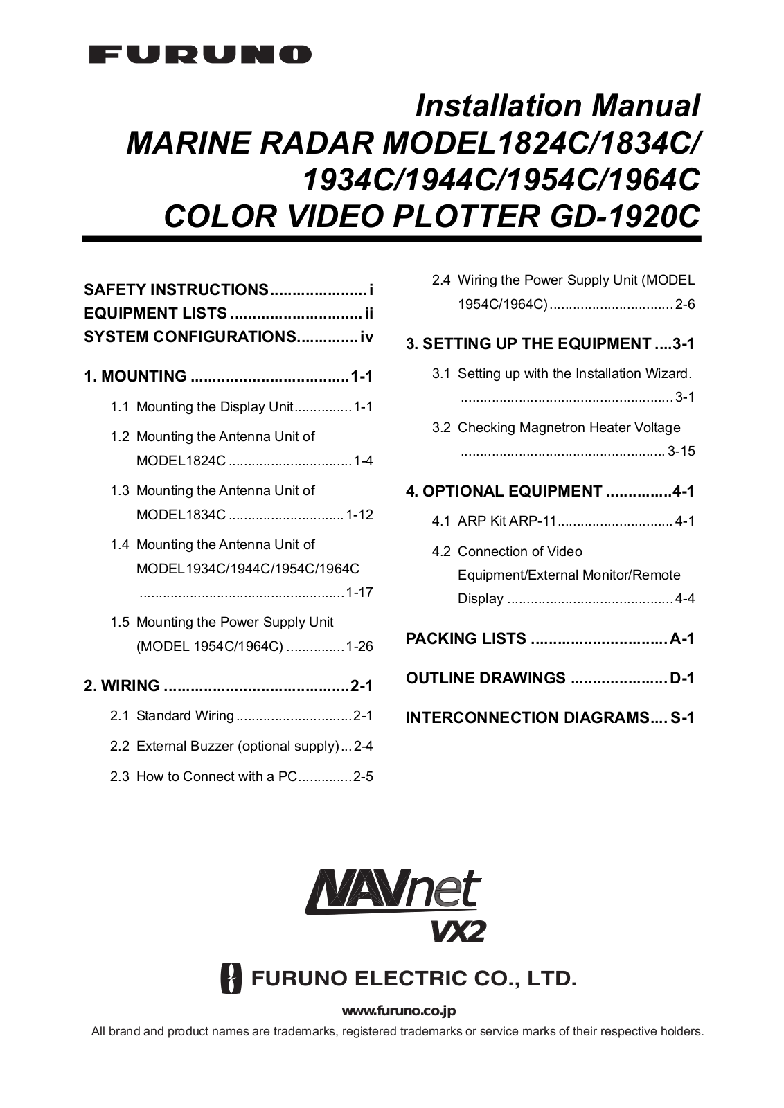 Furuno 1954C, 1934C, 1944C, 1964C, 1824C User Manual 3