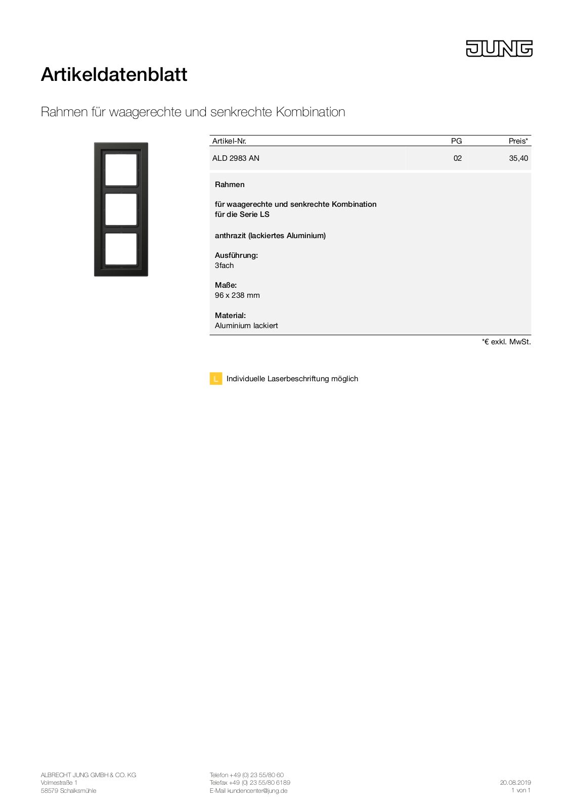 Jung ALD 2983 AN User Manual