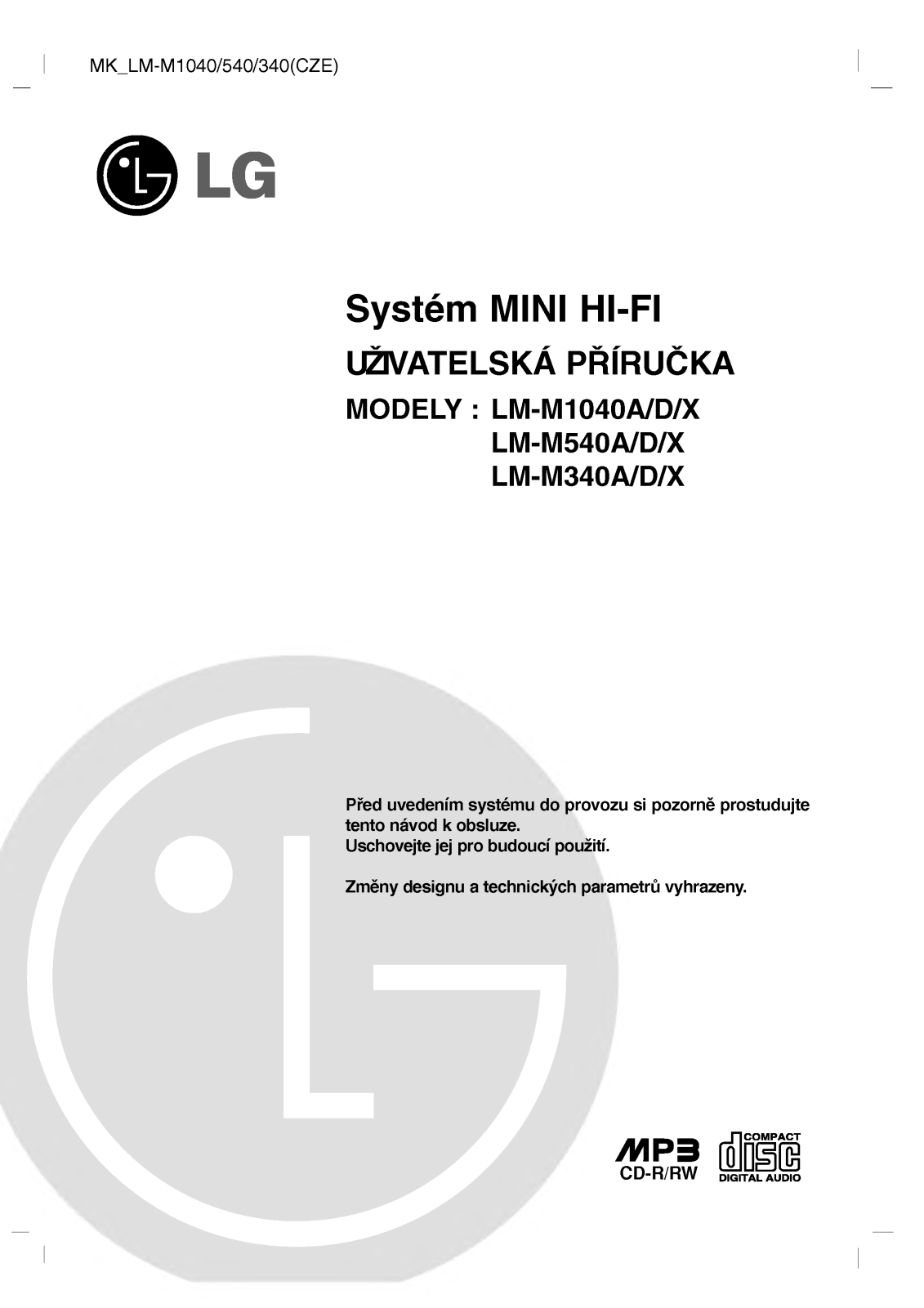 Lg LM-M540D, LM-M540X, LM-M340D, LM-M340X, LM-M1040D user Manual
