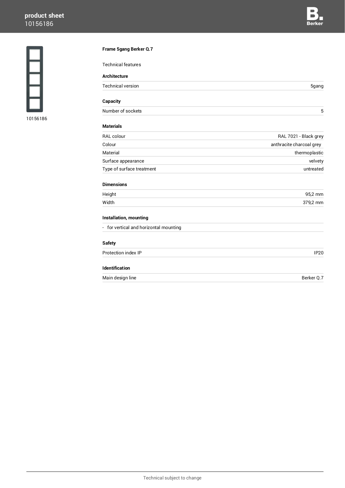 Berker 10156186 Technical data - ManualMachine.com
