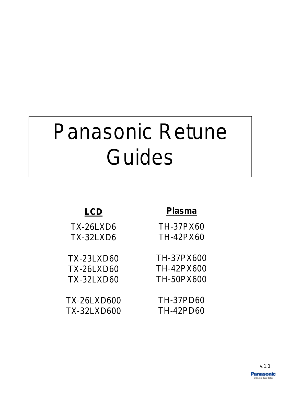 Panasonic TX-26LXD6, TX-26LXD600, TX-23LXD60, TX-26LXD60, TX-32LXD60 Quick Start Manual - ManualMachine.com