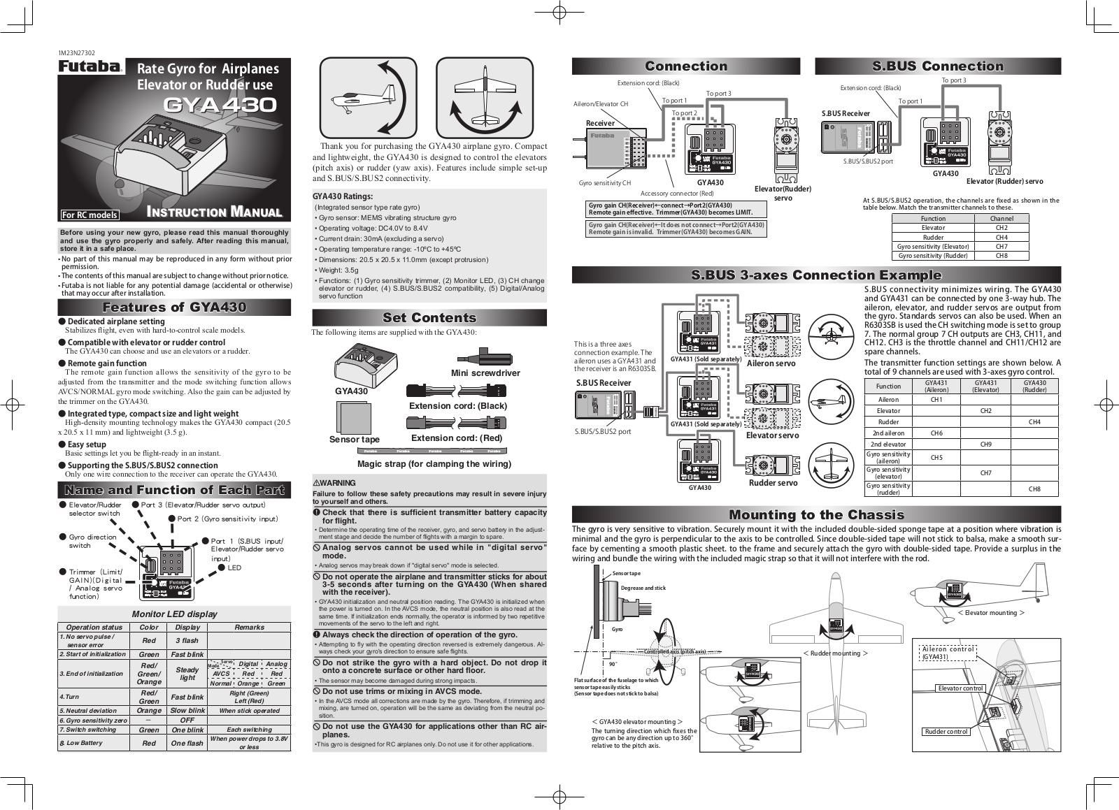 Futaba GYA430 User Manual