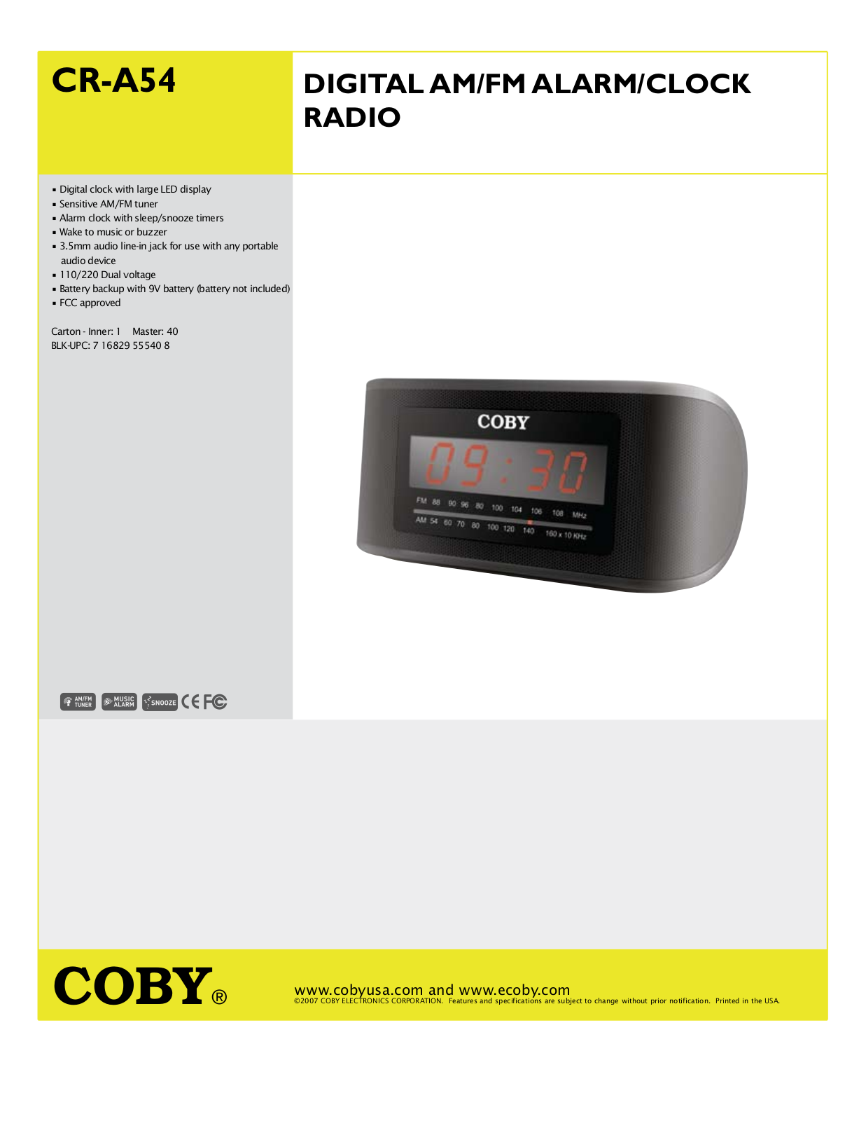 COBY CR-A54 User Manual