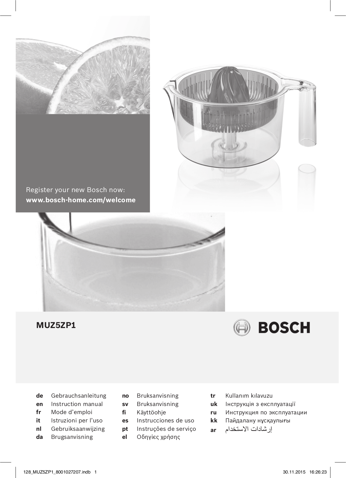 Bosch MUZ5ZP1 Citruspers User manual