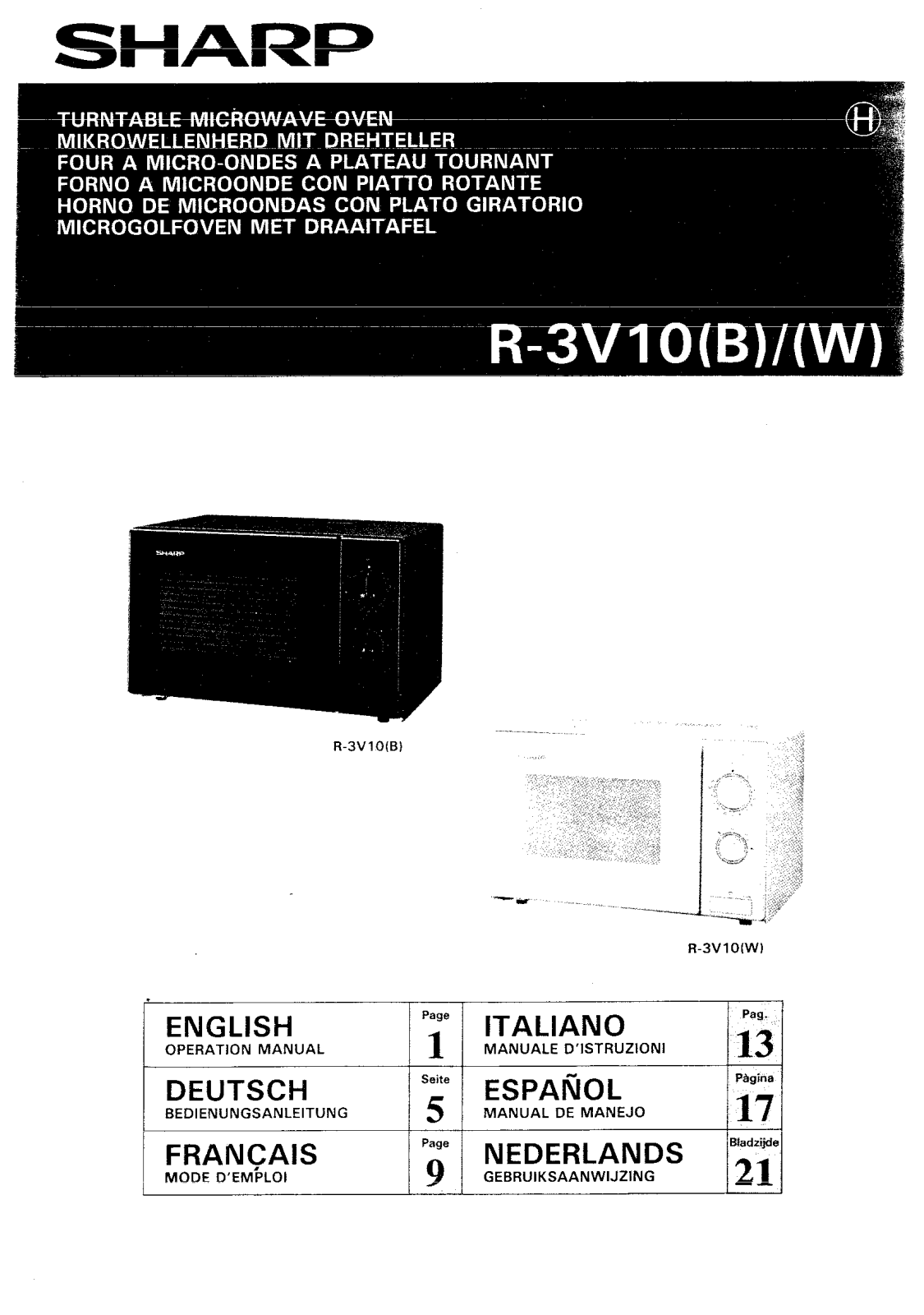 Sharp R-3V10 User Manual