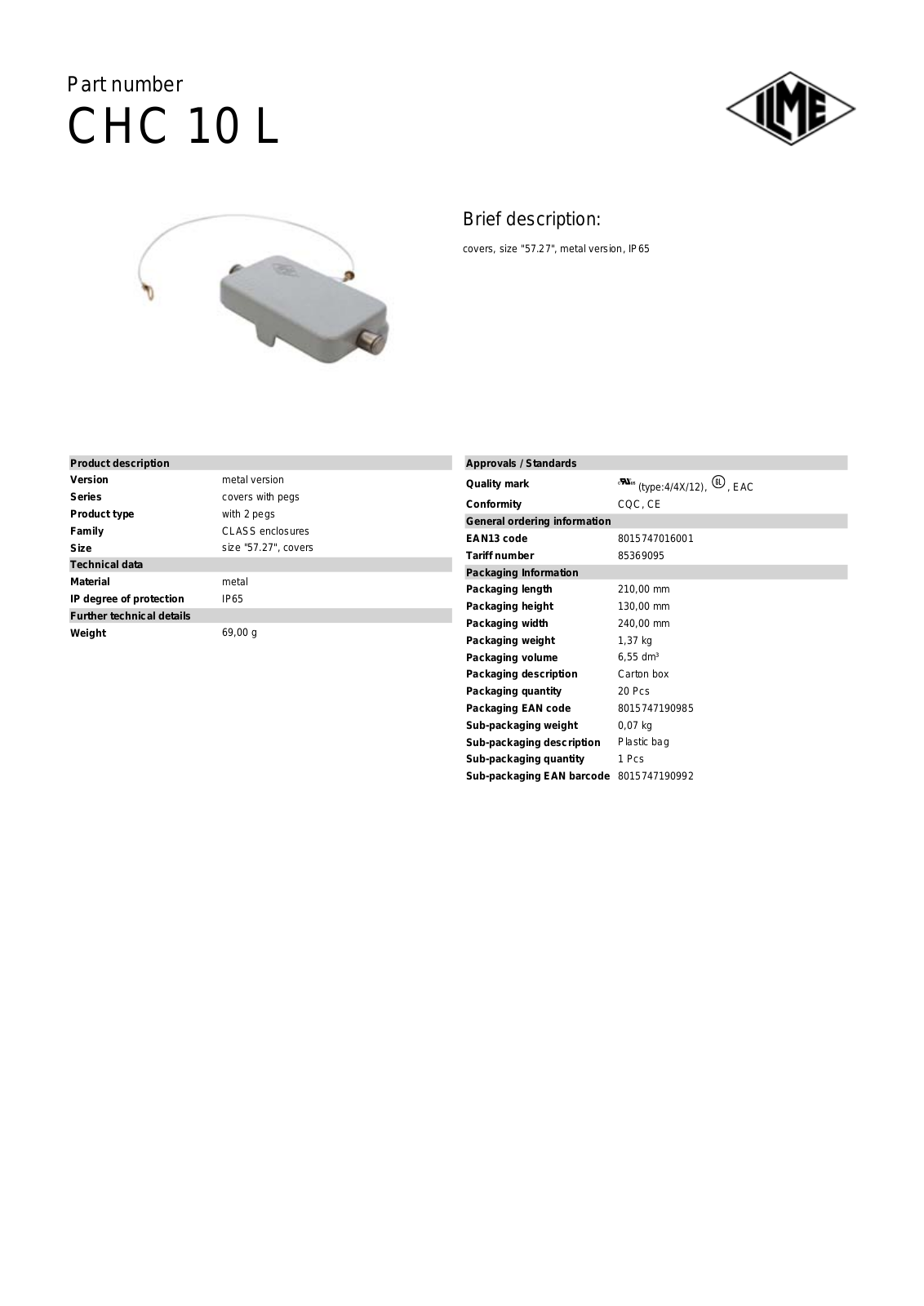 ILME CHC-10L Data Sheet