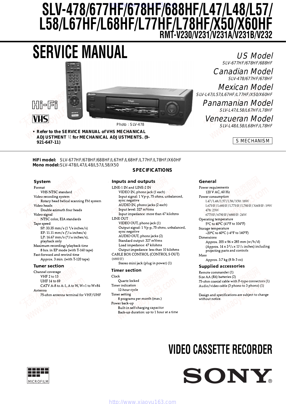 HI-FI SVL-478, SVL-677HF, SVL-678HF, SVL-688HF, SVL-47 Service Manual